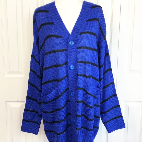 LuLaRoe Sweaters - NWT Lularoe Royal Blue Stripe Relaxed Fit Lucille Cardigan